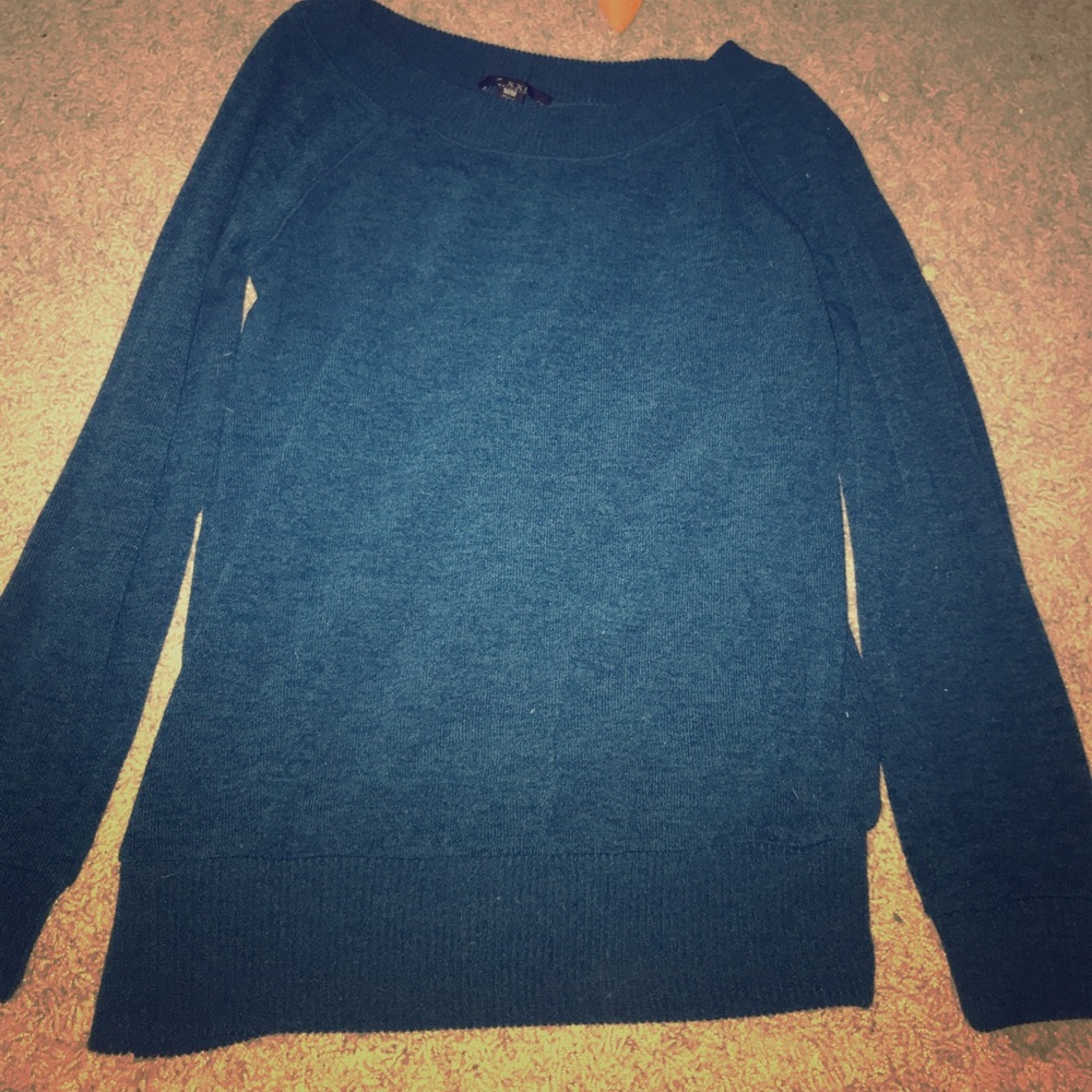 Forever 21 Deep Green Slight Scoop Neck Sweater